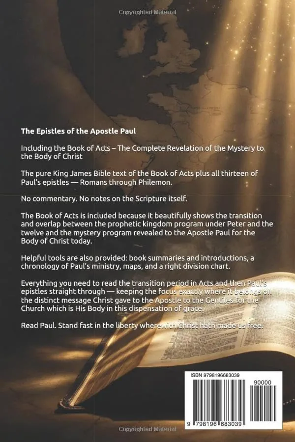 Back cover of The Epistles of the Apostle Paul
