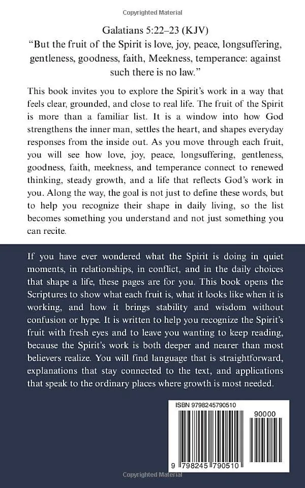 Back cover of The New Man and the Fruit of the Spirit, by Michael R. Hammond