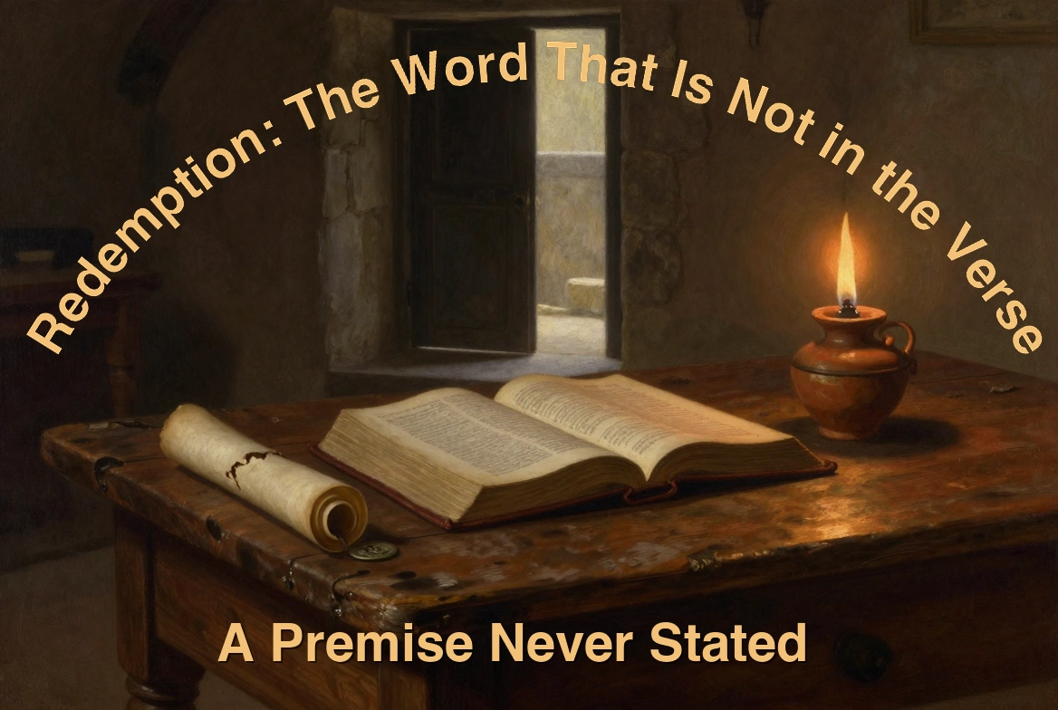 Open Bible on a wooden table beside an unrolled scroll and a clay lamp